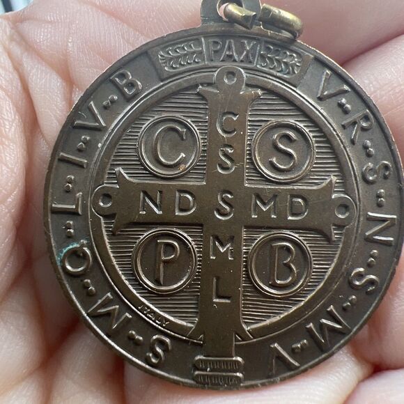 Saint Benedict Jubilee Medal 1880 Large Pendant Wards Against Evil Exorcism - Picture 2 of 8